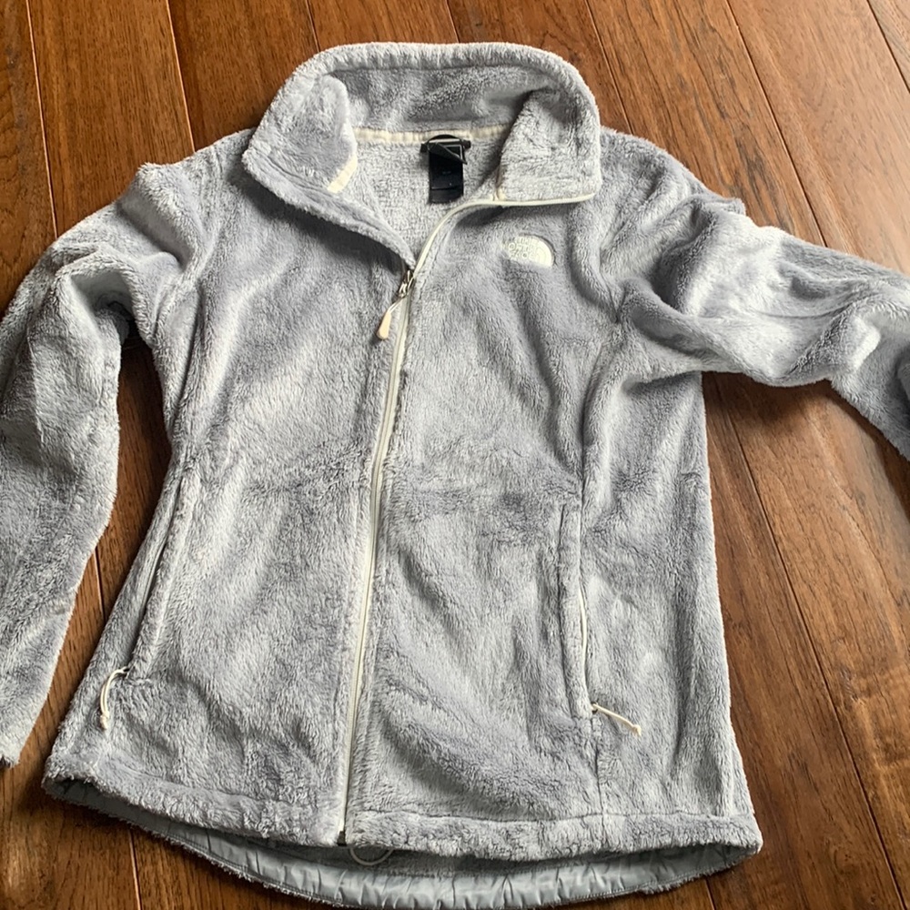 Silver gray plush fleece Osito North Face Jacket